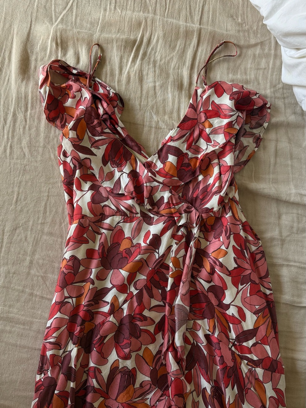 Rust & Pink Floral Cold-Shoulder Maxi Dress - Picture 2 of 3